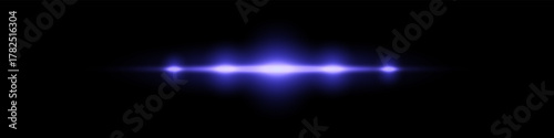 Bright horizontal beam of light on black background. Glowing laser effect creating futuristic and sci-fi aesthetics.
Suitable for technology, energy, speed and digital design themes.
