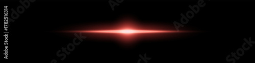 Bright horizontal beam of light on black background. Glowing laser effect creating futuristic and sci-fi aesthetics.
Suitable for technology, energy, speed and digital design themes.