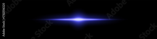 Bright horizontal beam of light on black background. Glowing laser effect creating futuristic and sci-fi aesthetics.
Suitable for technology, energy, speed and digital design themes.