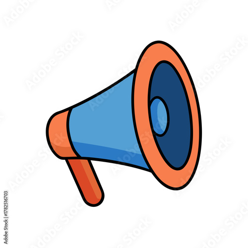Blue and orange megaphone broadcast device