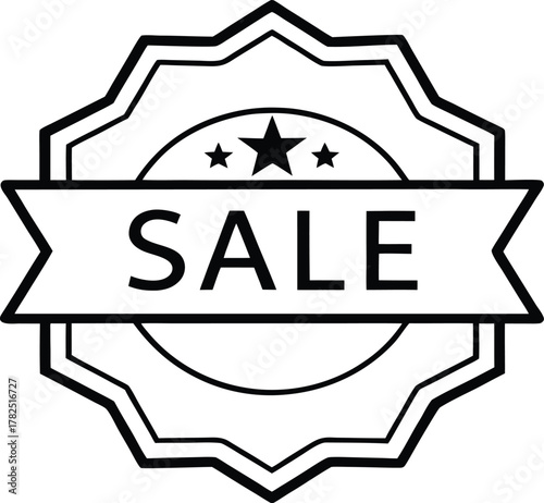 Sale promotion badge icon with discount and special offer elements