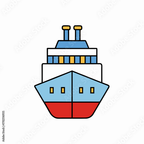 Stylized cruise ship illustration graphic
