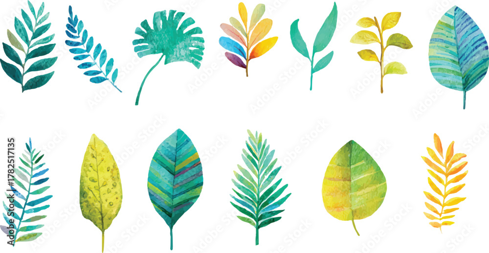 Obraz premium vector set of colorful leaves