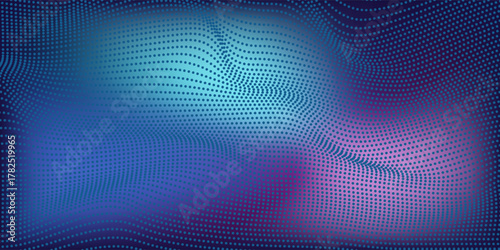 Modern light point Hi-tech digital technology concept. High tech computer illustration with purple and dark blue gradient background
