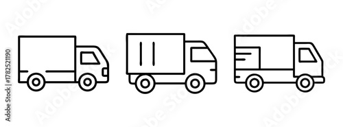 Delivery truck vector icon set, cargo van illustration for logistics and transportation needs