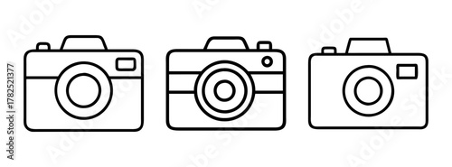 Three camera icons photography equipment illustration vector graphic design for photographers and designers