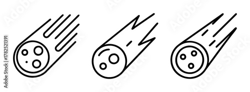 Comet meteor shower vector illustration space astronomy celestial object outline drawing graphic design elements