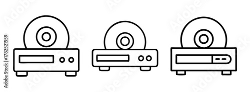 Cd player vector illustration: vintage audio equipment, disc player, music player, retro technology