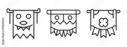 Collection of medieval banner flag vector art, heraldic banner, kingdom banner, game assets, rpg assets