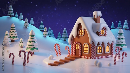Gingerbread house winter wonderland