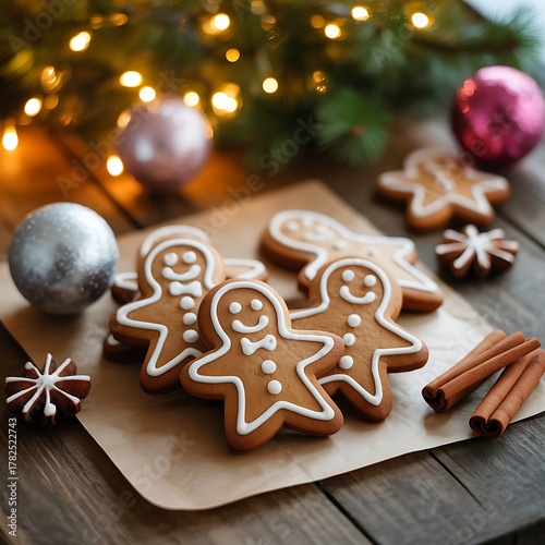 Gingerbread men with christmas decor