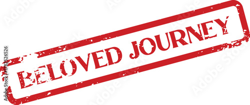 Beloved Journey Red Grunge Rubber Stamp Mark Signifying Important Life Transitions and Progress