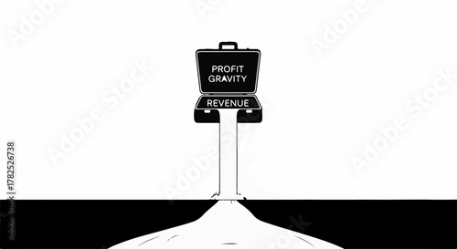 Business briefcase spilling profit and revenue into a dark void symbolizing financial loss.