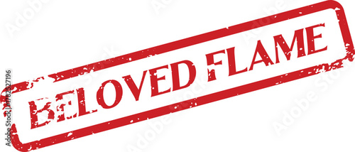 Grungy Red Beloved Flame Rubber Stamp Mark Representing Passion and Enduring Spirit