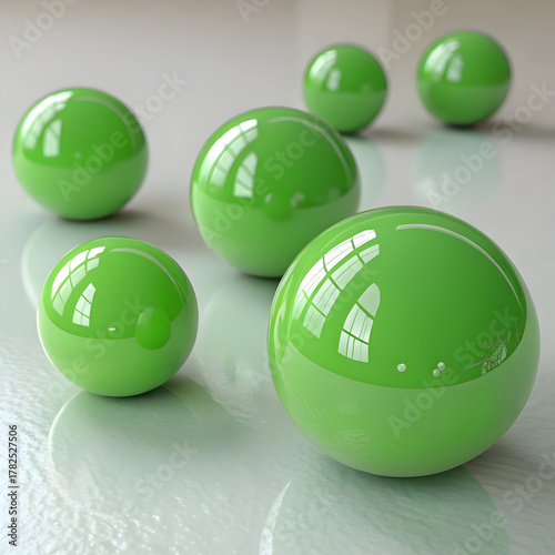 3d rendering illustration of green balls