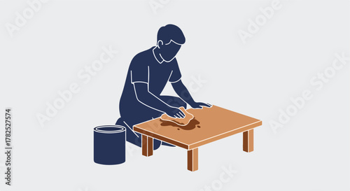 Person cleaning a table