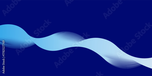 Flowing dark blue curve shape with soft gradient vector abstract background, relaxing and tranquil art, can illustrate health medical or sound of music.