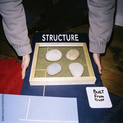 Arrangement of Stones on Textured Surface with 