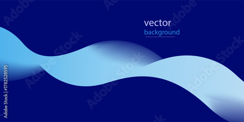 Flowing dark blue curve shape with soft gradient vector abstract background, relaxing and tranquil art, can illustrate health medical or sound of music.