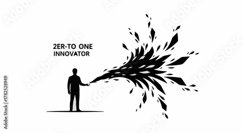 Silhouette of a person releasing a burst of creative energy, symbolizing innovation and new ideas.