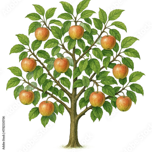 Apple tree isolated on a transparent background