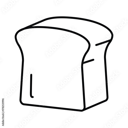 A line drawing of a loaf of bread with a rounded top and a slightly rectangular shape
