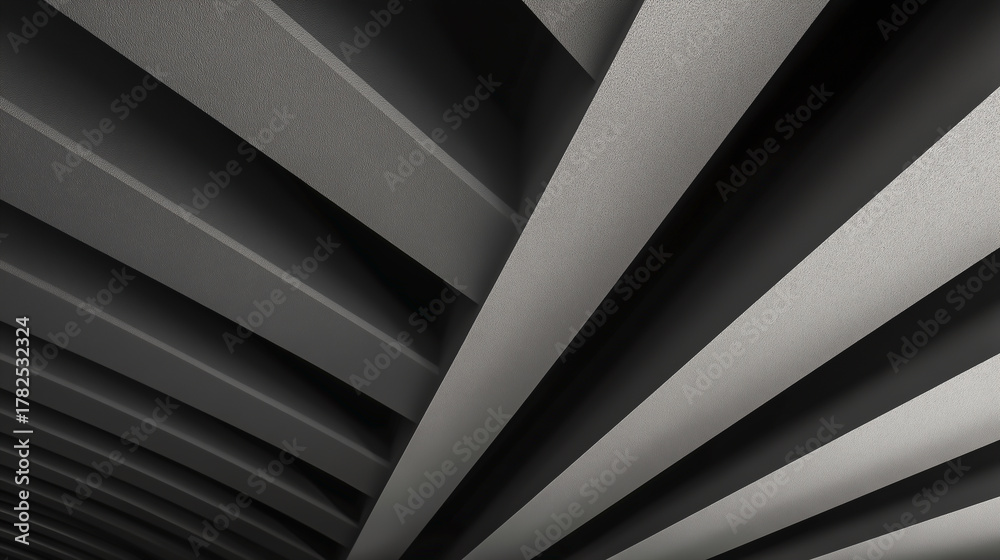 Obraz premium 光と影が作る立体的ストライプパターンのモノクロテクスチャ