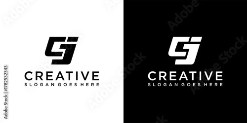 CJ or JC initial letter logo design vector