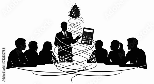 Business leader presents financial growth concepts to attentive team during meeting