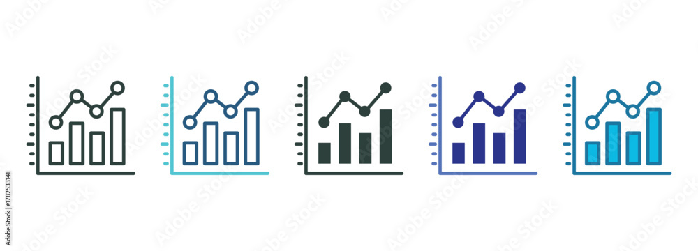 Obraz premium Graph Icon Set Multiple Style Of