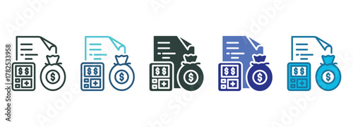 Budgeting Icon Set Multiple Style Of