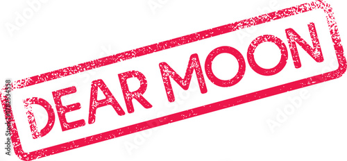 Crimson distressed rubber stamp with the ethereal inscription DEAR MOON for mystical themes