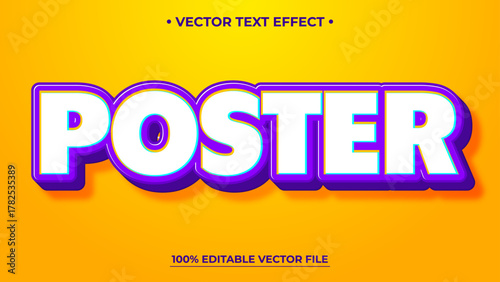 Bold Poster Text Effect with Purple White and Cyan Accents on Yellow Background
