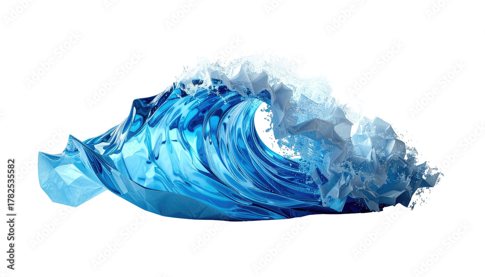Fototapeta premium Digitally rendered ocean wave with a translucent appearance and a textured top