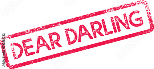 Red Distressed Stamp with Dear Darling Text Expressing Deep Affection and Loving Feelings