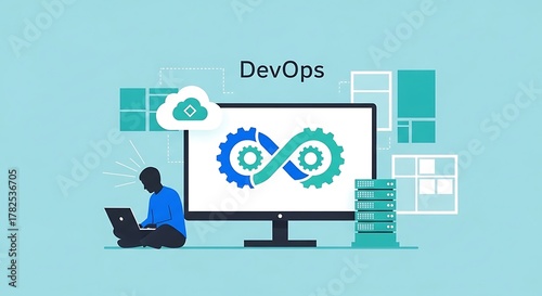 Software bill of materials devops concept with infinity symbol and cloud icon
