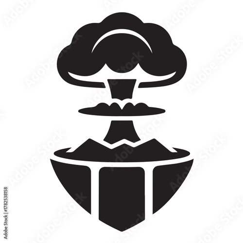 Nuclear explosion mushroom cloud icon symbolizing destruction, war, and atomic power
