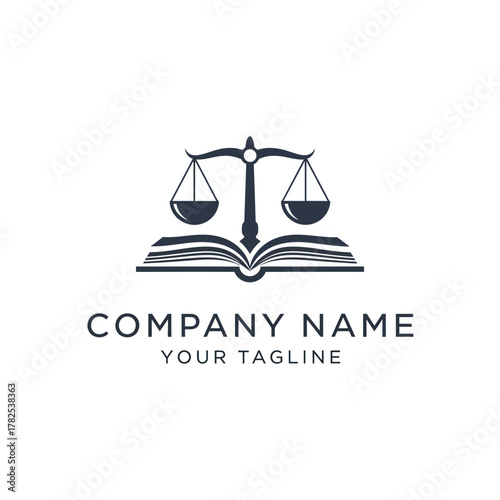 Legal Scales of Justice Symbolizing Law and Order on Open Book.