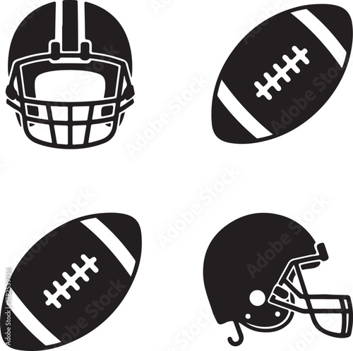 Collections of american football helmet silhouettes vector illustration, Football helmet silhouette vector 