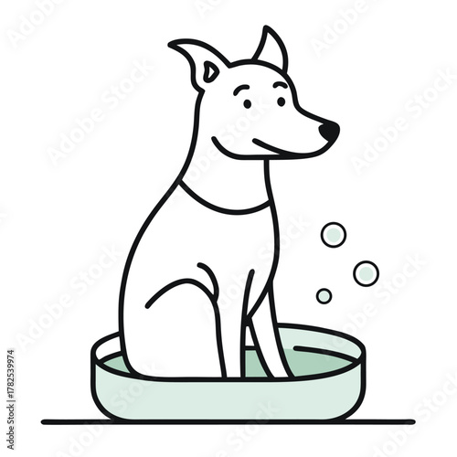 Dog Spa Relaxation Sketch Vector Illustration ? Cartoon, Clipart & Line Art Design.eps