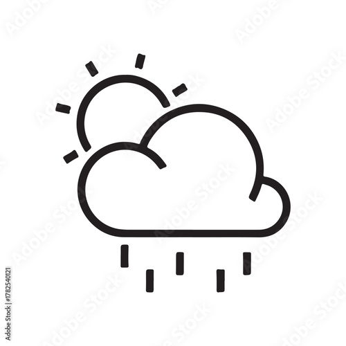 Graphic shows a sun partially obscured by a cloud with rain underneath