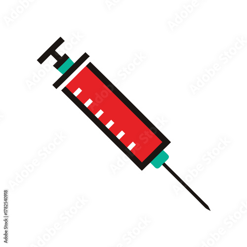 Minimalist Medical Syringe Vector Illustration, Cartoon Clipart & Line Art Design.eps