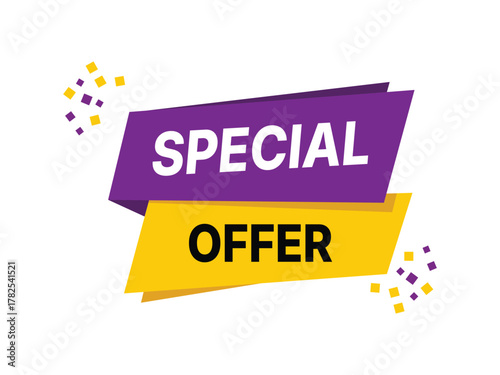 Special offer discount promotion banner with confetti