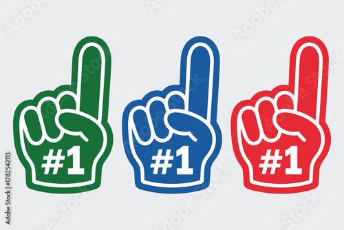 Number one fan foam finger vector illustration, perfect for sports events, cheering, stadium fun, supporter accessories