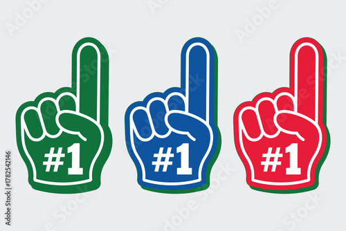 Number one fan foam finger vector illustration, perfect for sports events, cheering, stadium fun, supporter accessories