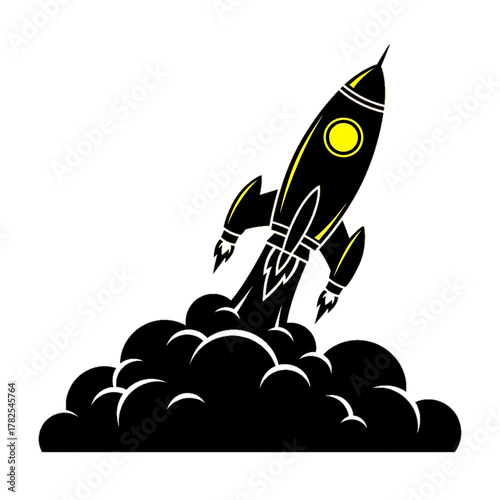 Rocket takeoff icon symbolizing creativity and new beginnings.