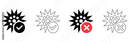 Approved and Rejected Germs for Healthcare Concepts in Black and White, Showing Control and Safety, Ideal for Medical Presentations and Educational Materials