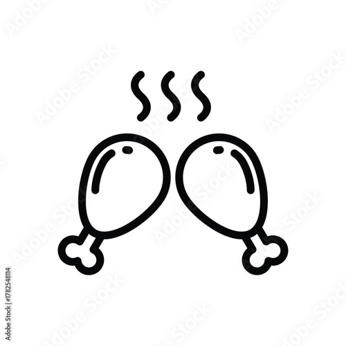 Two cartoon chicken drumsticks with steam rising above