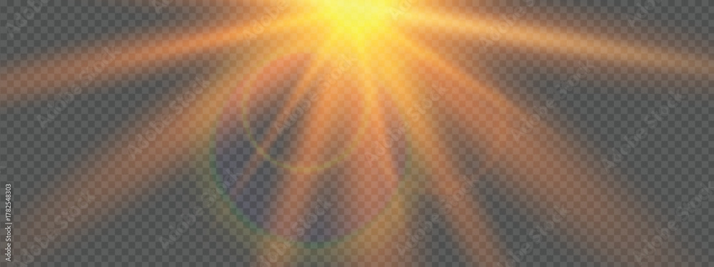 Obraz premium Sunlight special lens flare light effects. Glare of rays and light. On a transparent background.