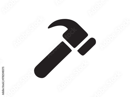 Simple Black and White Illustration of a Hammer solid black silhouette hammer white background hammer tool construction repair carpenter woodworking DIY icon silhouette.